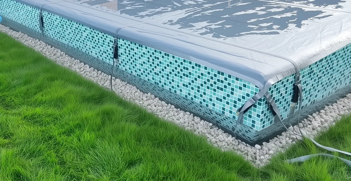 Покрывало для бассейна под снегом — защита зимой в Брянске